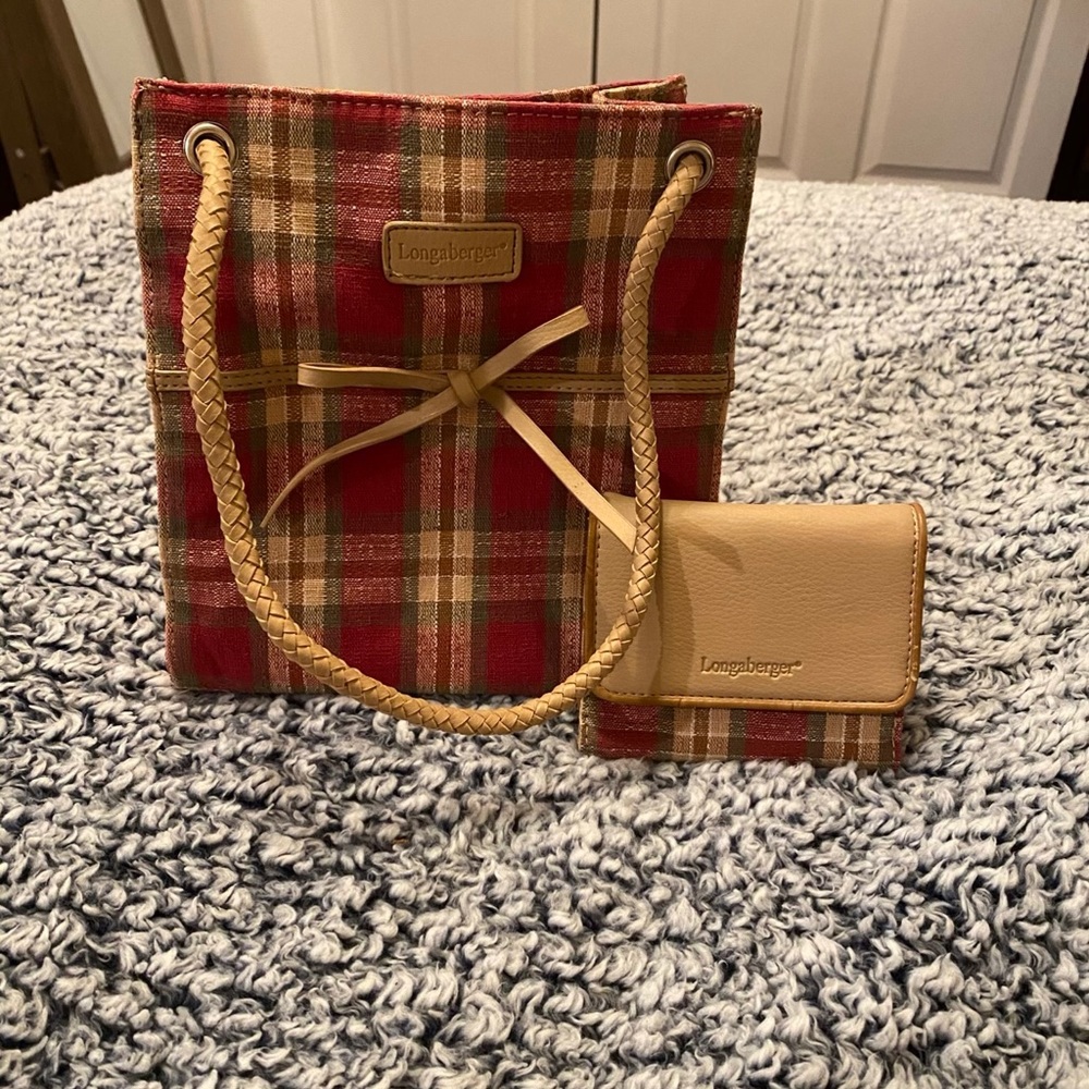 Longaberger small tote with matching wallet